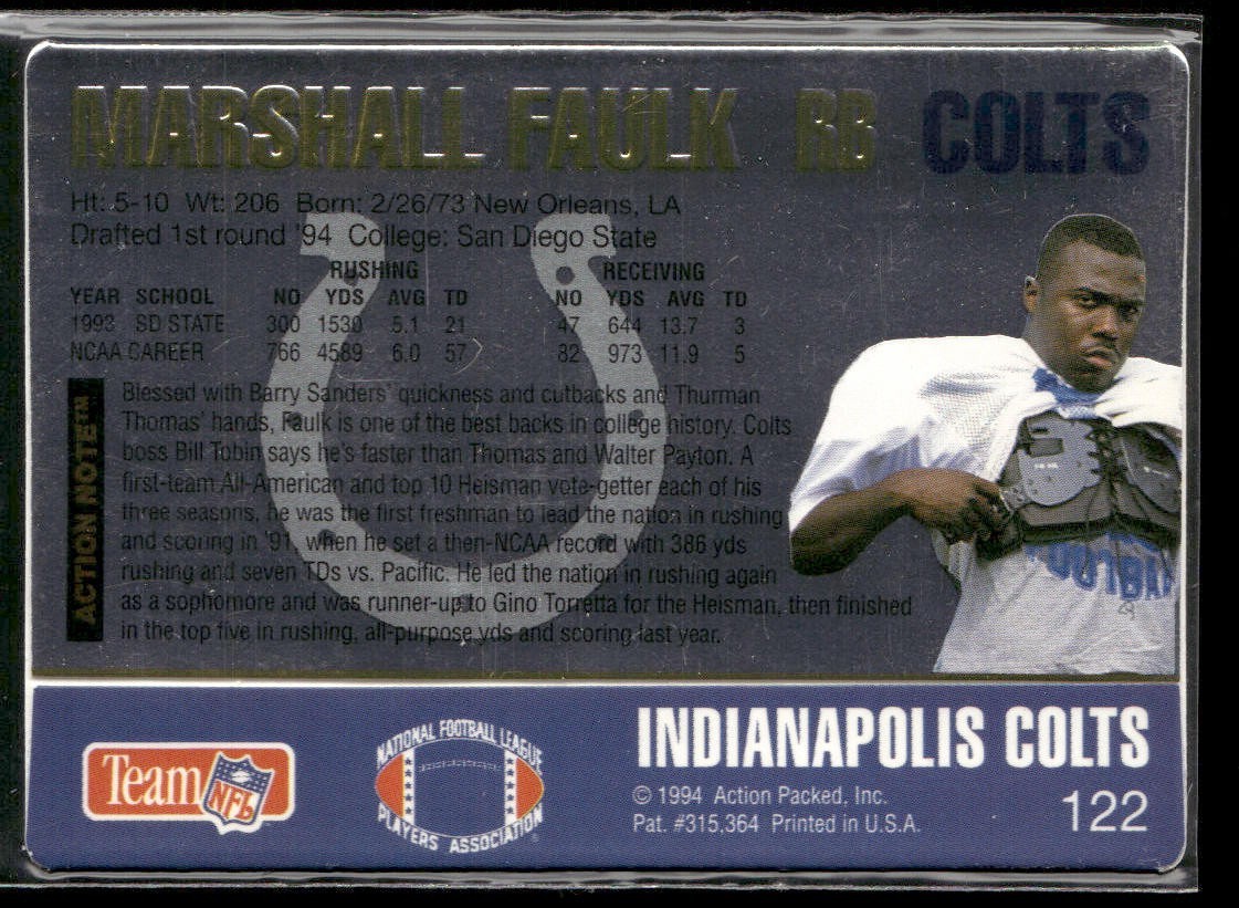 Marshall Faulk Player Lot Bundle 10 Different Football Cards MF003 3 RC back