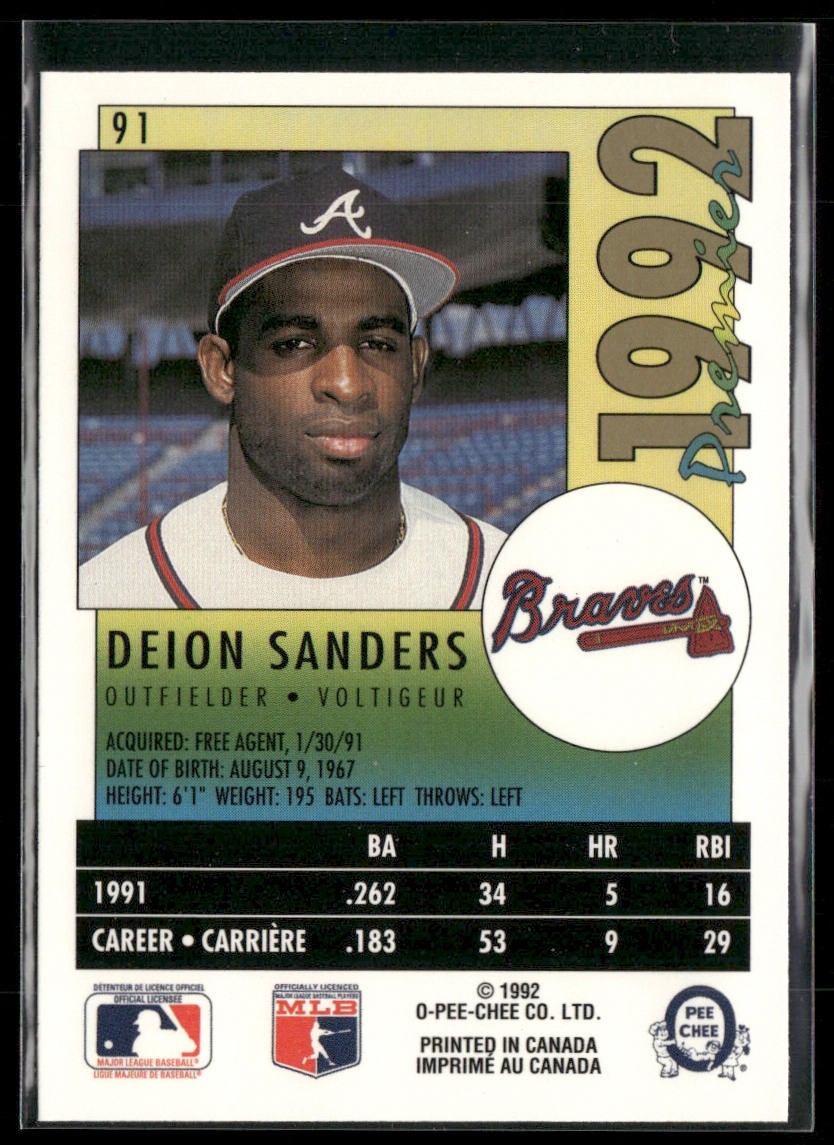Deion Sanders Player Lot Bundle 10 Different Baseball Cards DS001 Yankees Braves back