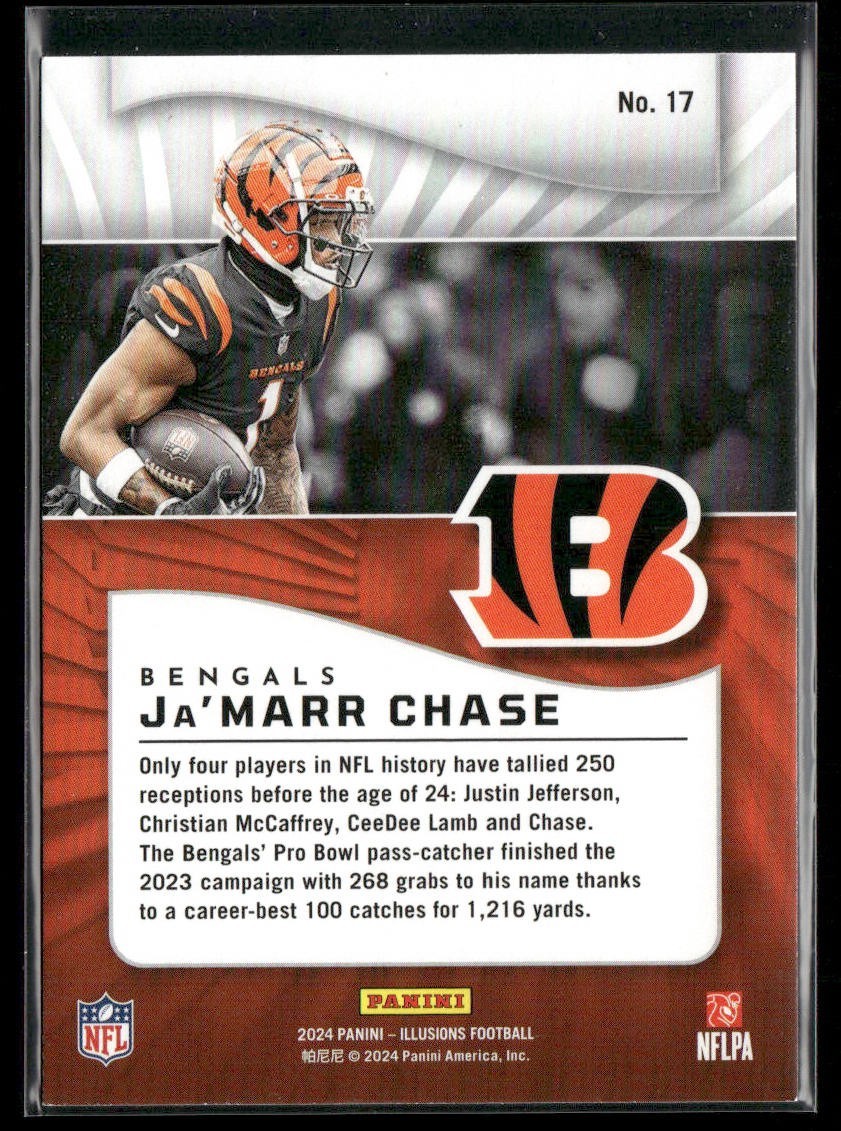 Ja'Marr Chase Player Lot Bundle 10 Different Football Cards JC001 Bengals 2 RC back