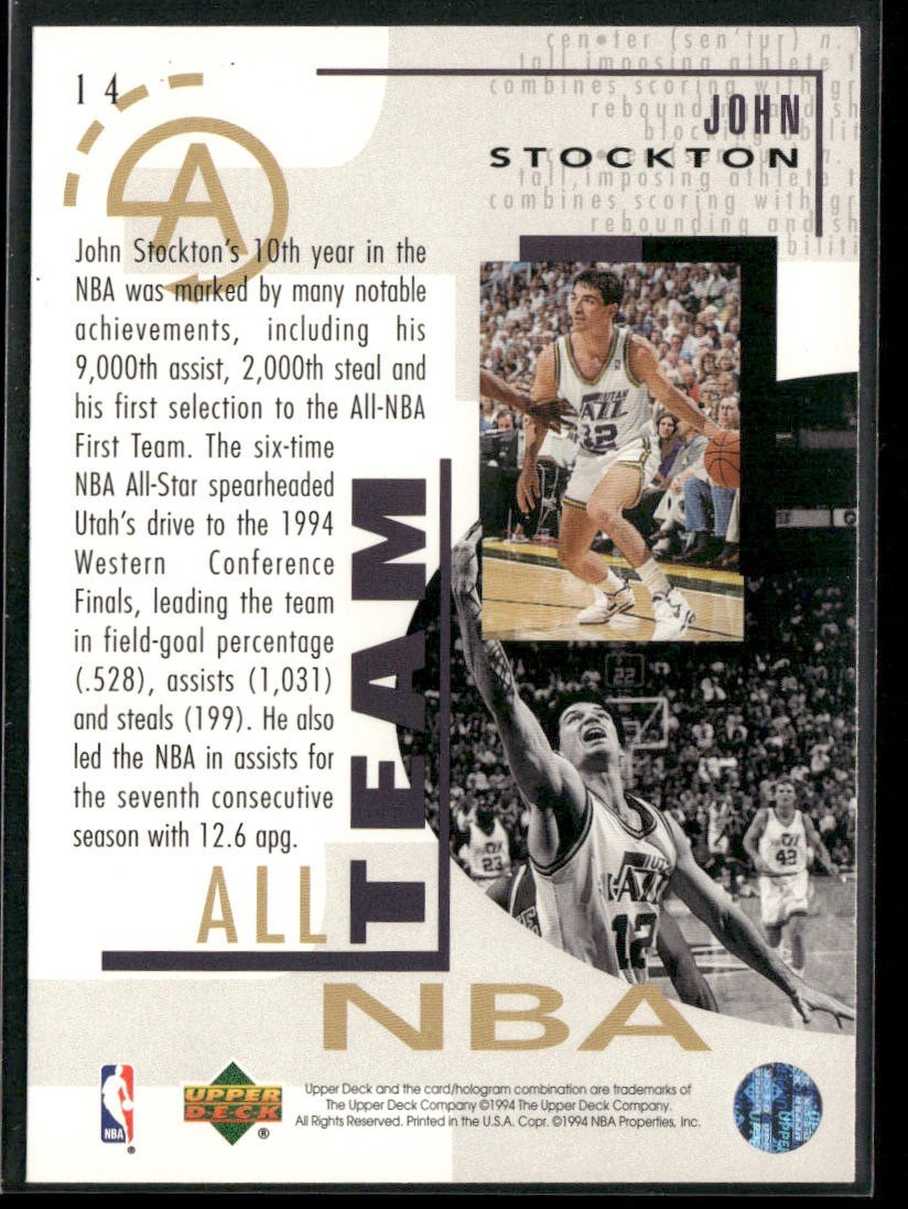 John Stockton Player Lot Bundle 10 Basketball Cards JS002 Utah Jazz back