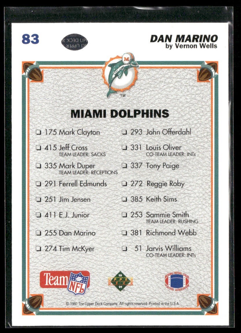 Dan Marino Player Lot Bundle 10 Different Football Cards DM008 Dolphins back