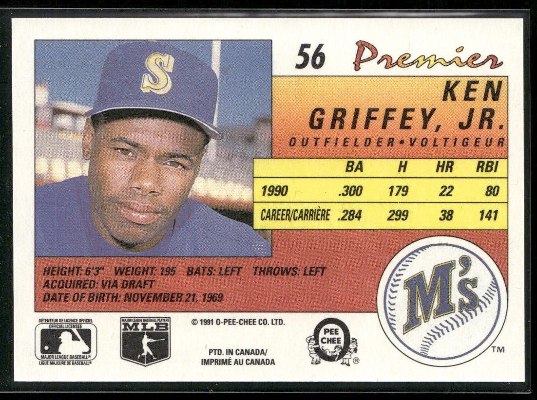 Ken Griffey Jr. Player Lot Bundle 10 Different Baseball Cards KGJ002 Mariners back