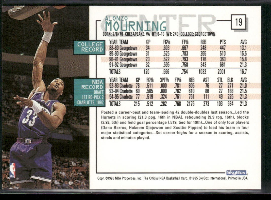 Alonzo Mourning Player Lot Bundle 10 Different Basketball Cards AM002 Heat back