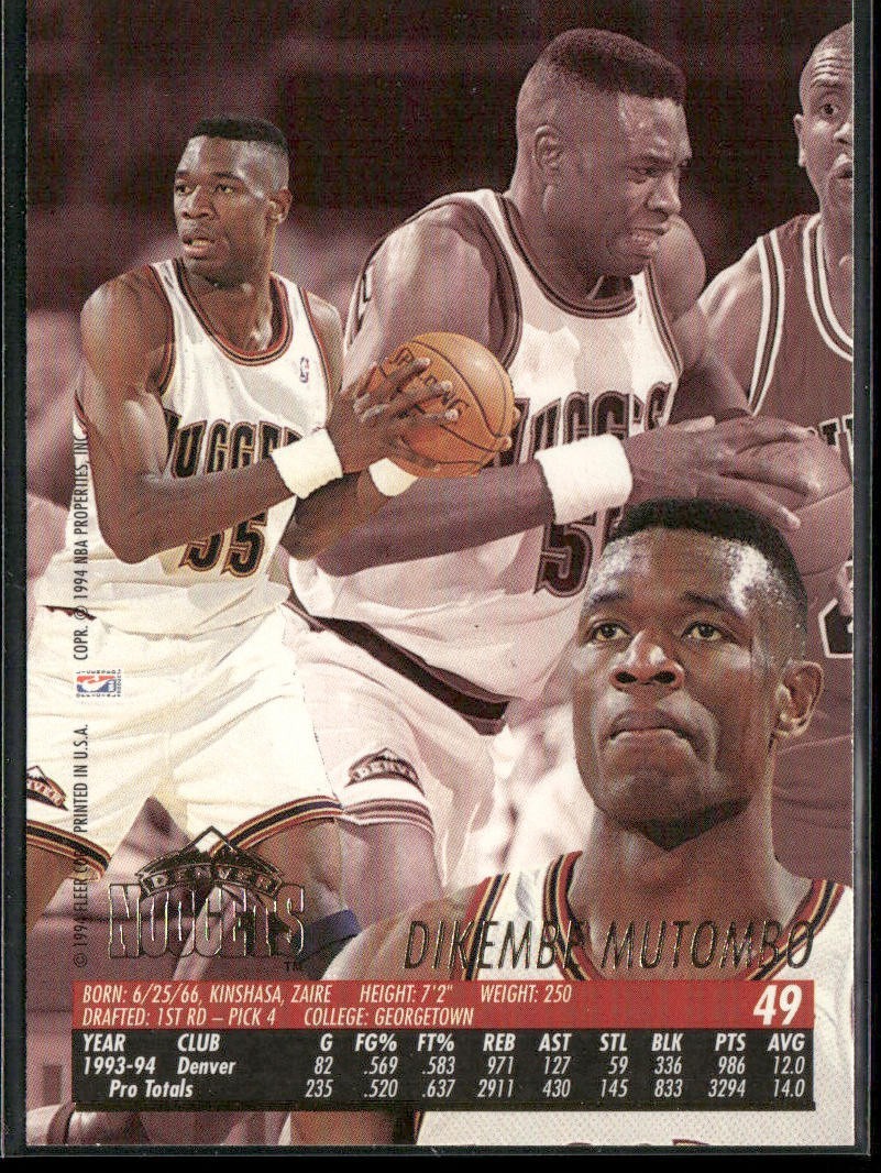 Dikembe Mutombo Player Lot Bundle 10 Basketball Cards DM001 1 RC back
