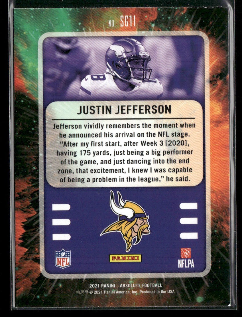 Justin Jefferson Player Lot Bundle 10 Different Football Cards JJ003 Vikings back