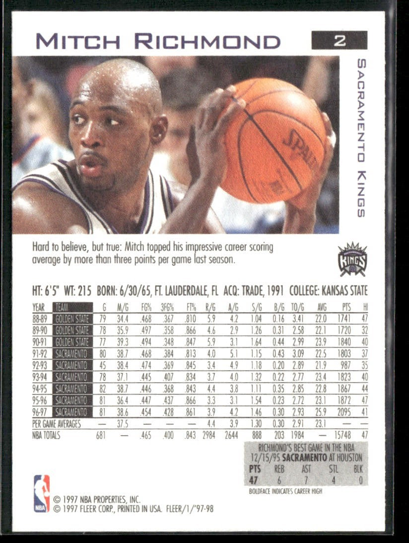 Mitch Richmond Player Lot Bundle 10 Basketball Cards MR002 Kings back