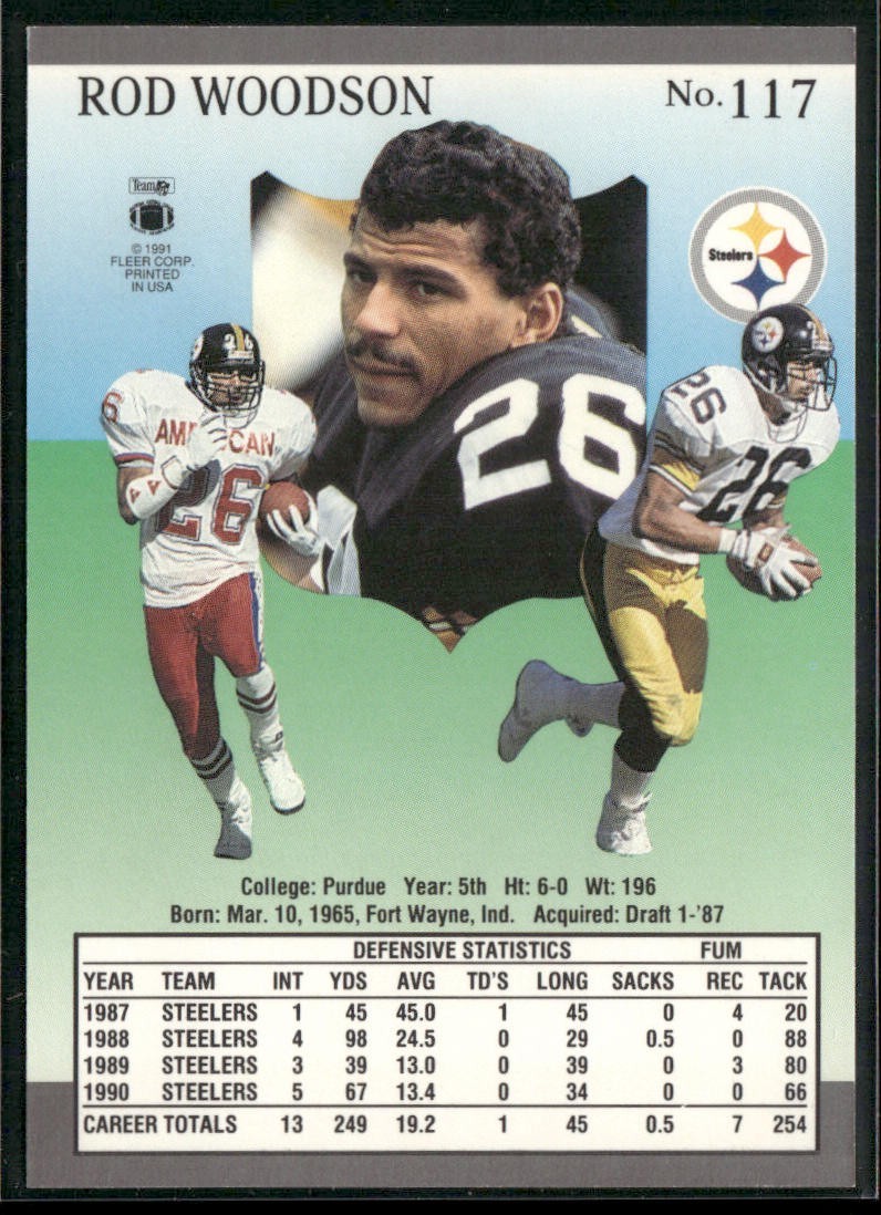Rod Woodson Player Lot Bundle 10 Different Football Cards RW002 Steelers back