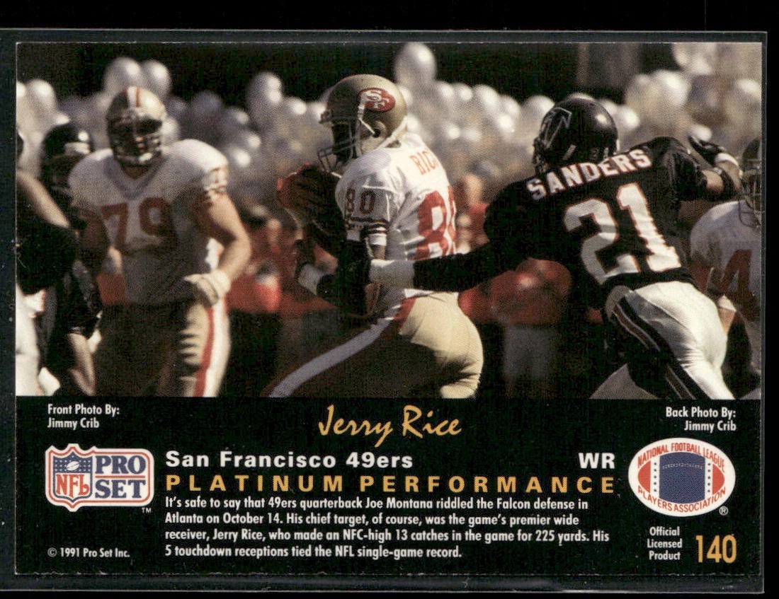 Jerry Rice Player Lot Bundle 10 Different Football Cards JR003 49ers back
