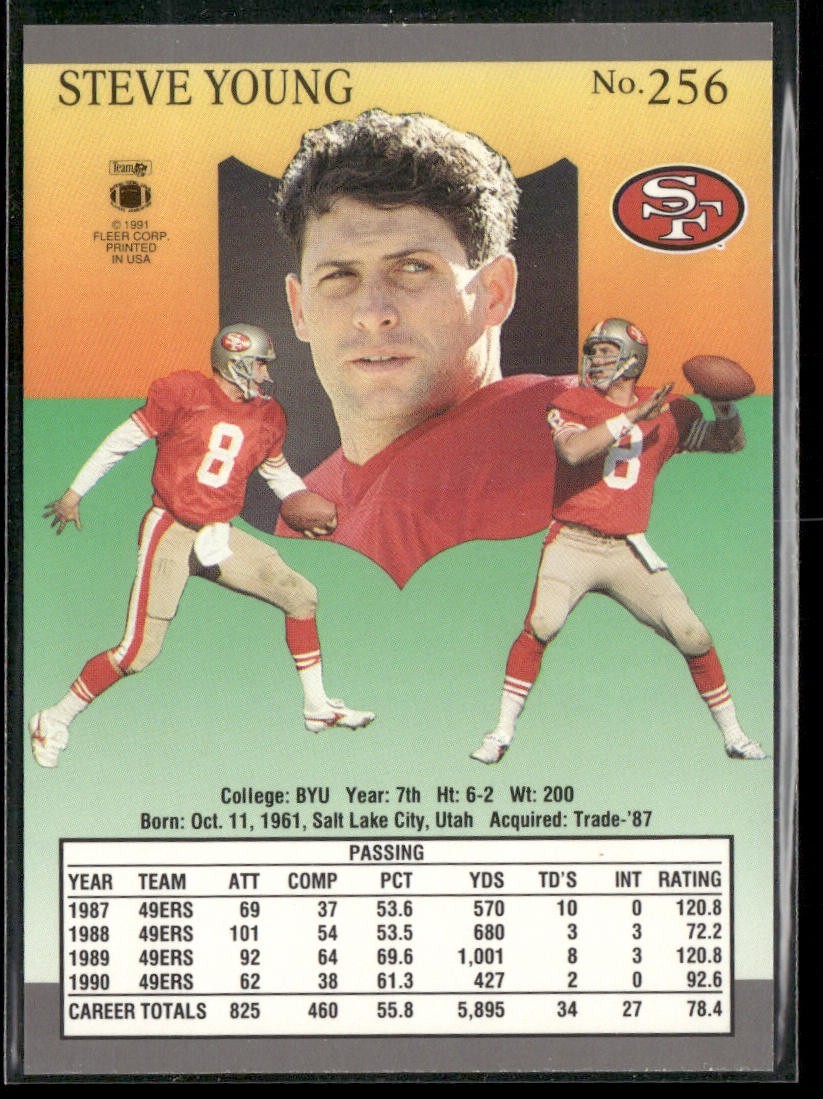 Steve Young Player Lot Bundle 10 Different Football Cards SY005 49ers back