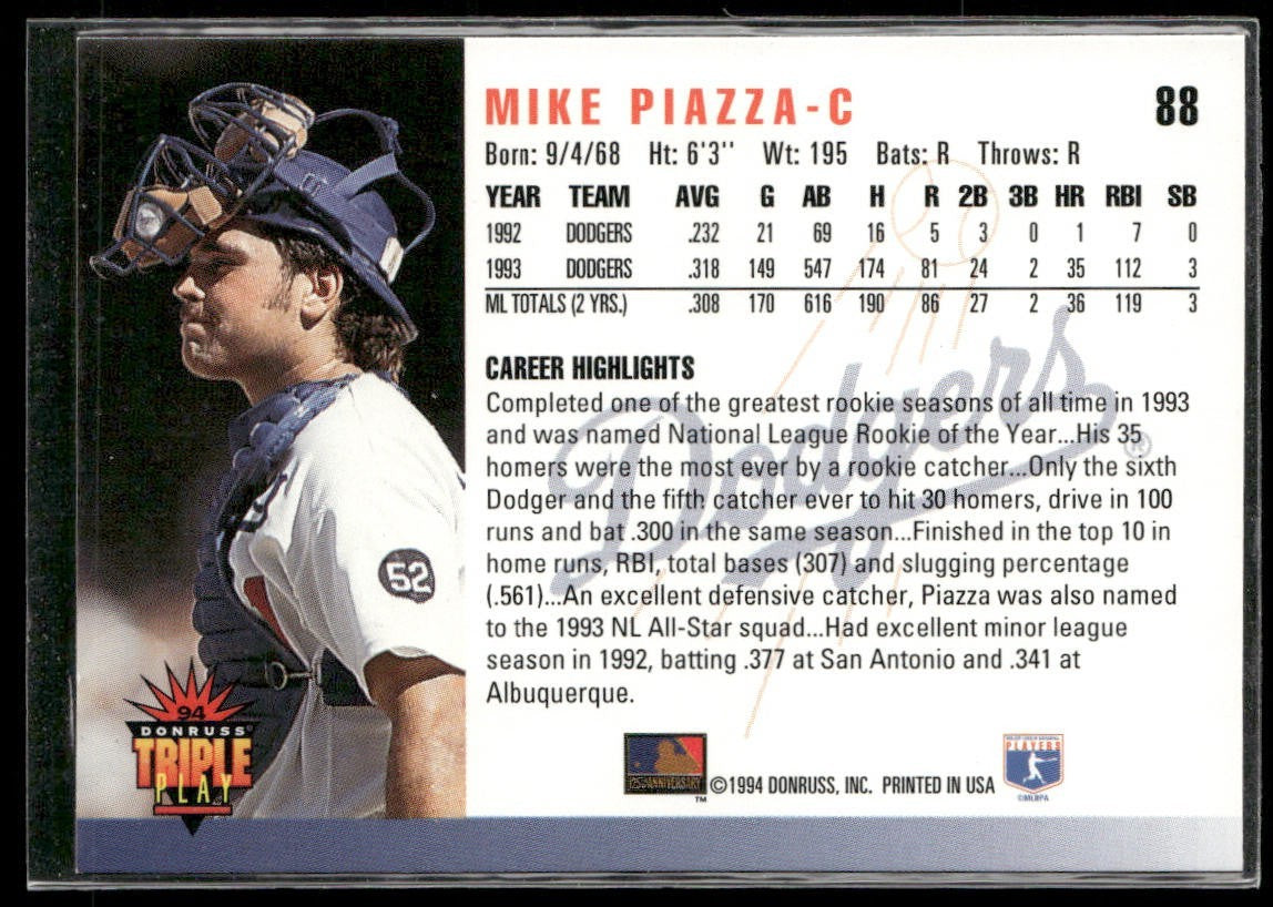 Mike Piazza Player Lot Bundle 10 Different Baseball Cards MP003 Dodgers Mets back