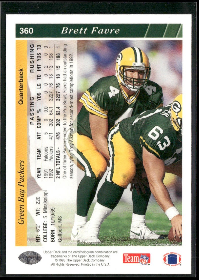 Brett Favre Player Lot Bundle 10 Different Football Cards BF003 Packers back