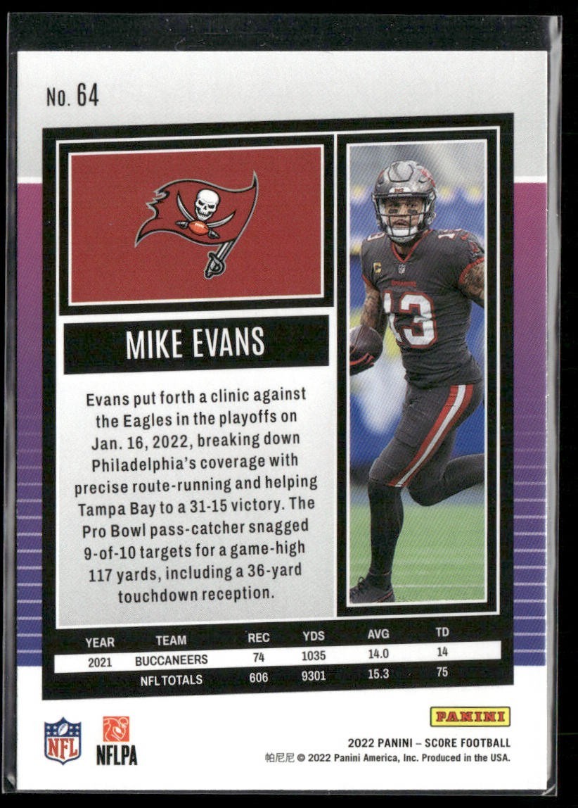 Mike Evans Player Lot Bundle 10 Different Football Cards ME002 Buccaneers back