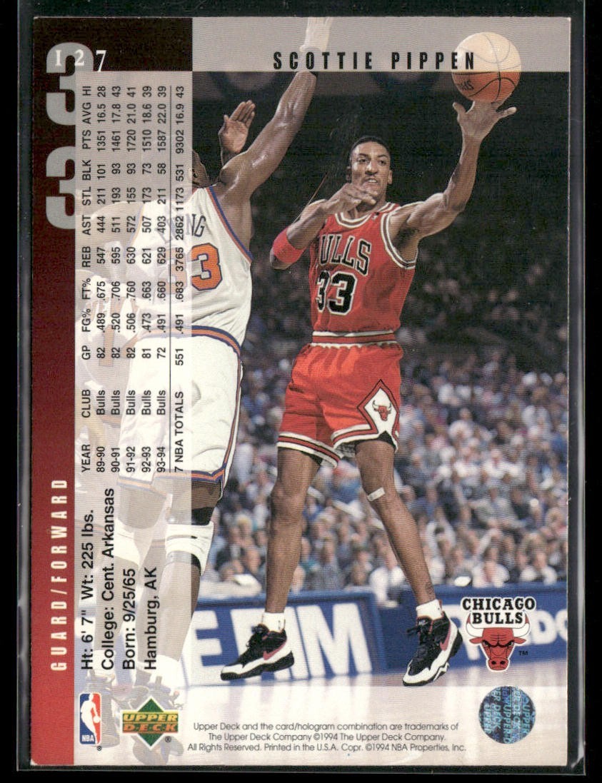 Scottie Pippen Player Lot Bundle 10 Basketball Cards SP003 Chicago Bulls back