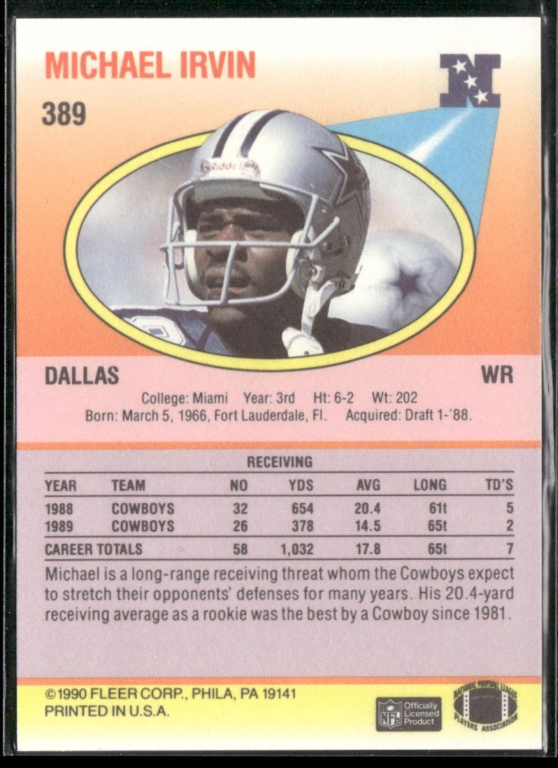 Michael Irvin Player Lot Bundle 10 Different Football Cards MI006 Cowboys back