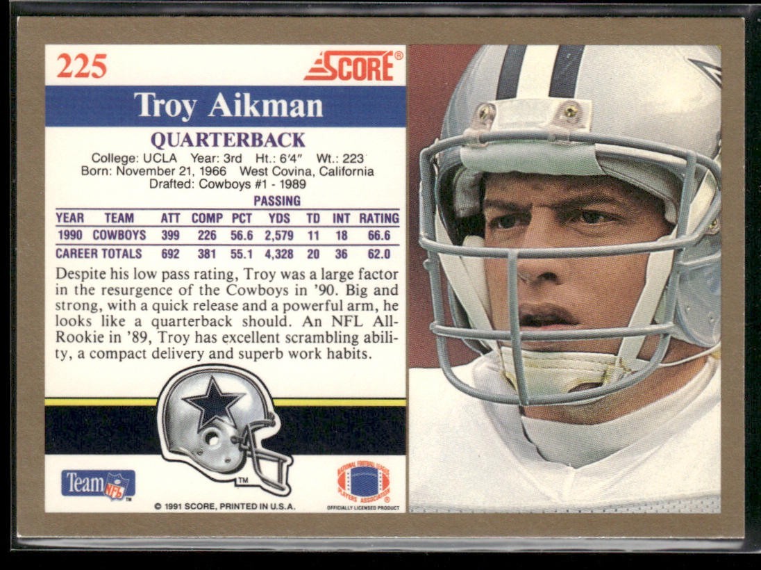 Troy Aikman Player Lot Bundle 10 Different Football Cards TA001 Cowboys back