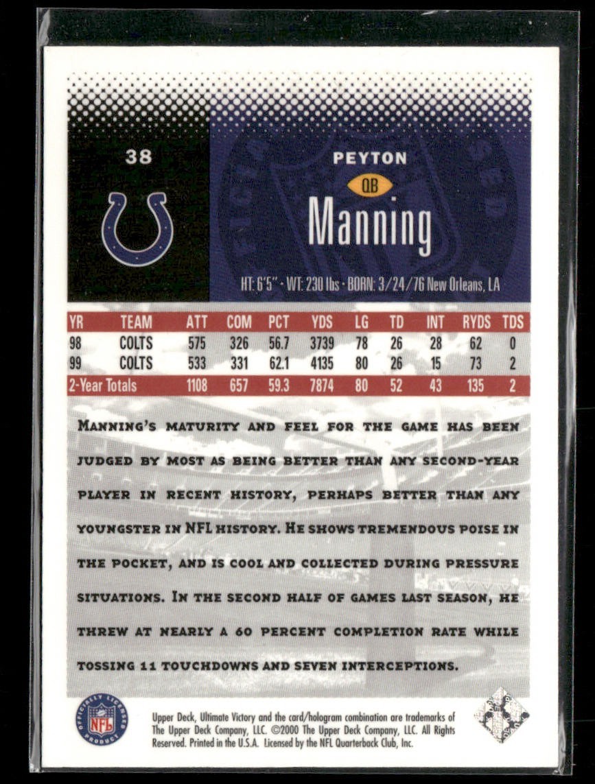 Peyton Manning Player Lot Bundle 10 Different Football Cards PM001 Colts back