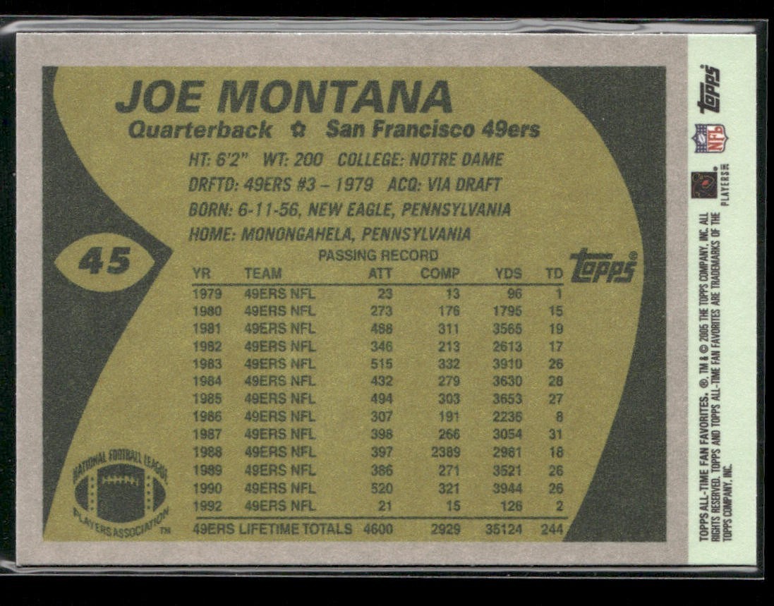Joe Montana Player Lot Bundle 10 Different Football Cards JM002 49ers Chiefs back
