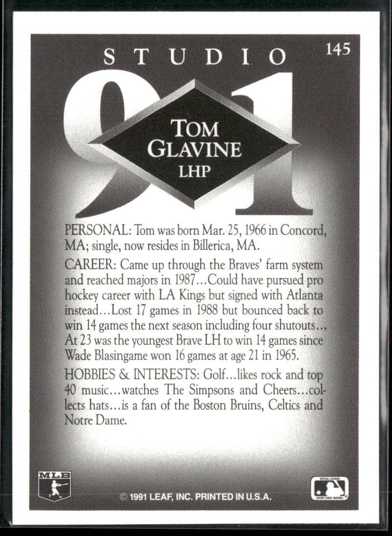 Tom Glavine Lot Bundle 10 Different Baseball Cards TG001 Braves back