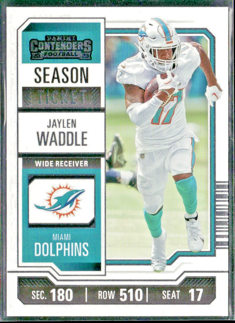 Jaylen Waddle Player Lot Bundle 10 Different Football Cards JW001 Dolphins 4 RC back