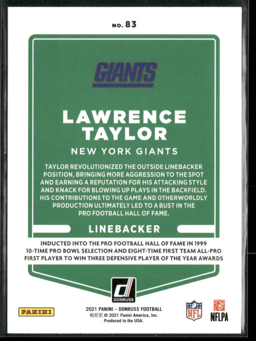 Lawrence Taylor Player Lot Bundle 10 Different Football Cards LT006 Giants back