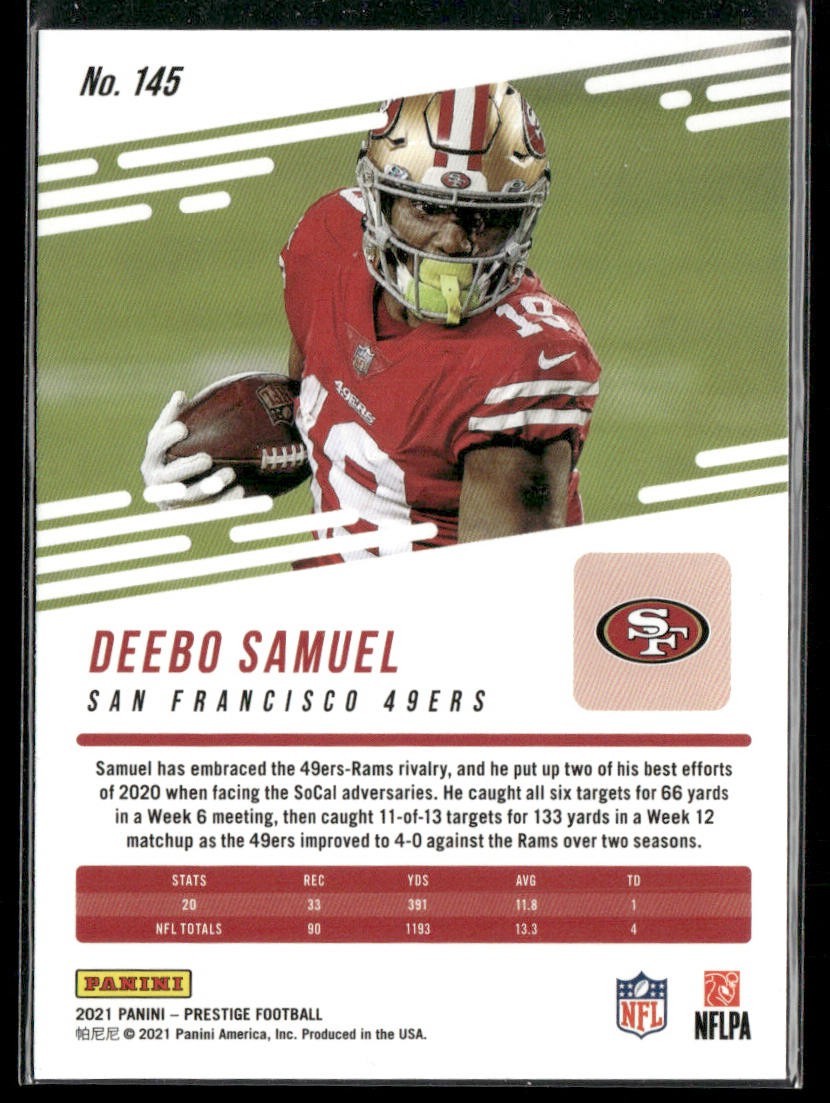 Deebo Samuel Player Lot Bundle 10 Different Football Cards DS002 San Fran 49ers back