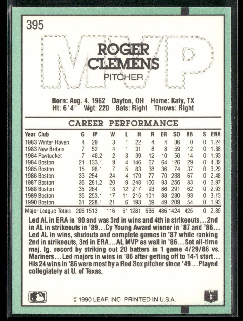 Roger Clemens Lot Bundle 10 Different Baseball Cards RC003 Red Sox Yankees back