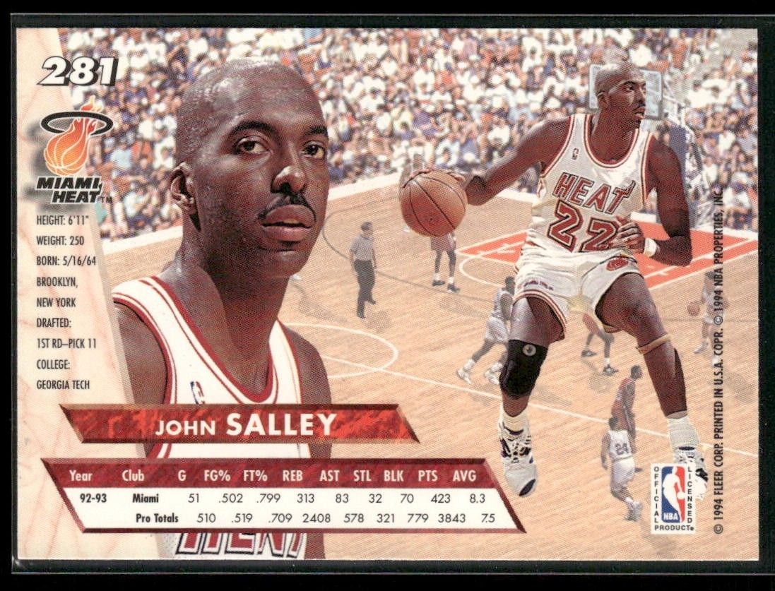 John Salley Player Lot Bundle 10 Basketball Cards JS003 Heat Pistons back