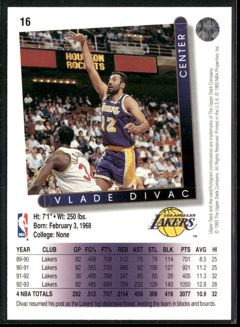 Vlade Divac Player Lot Bundle 10 Basketball Cards VD004 Lakers Hornets back