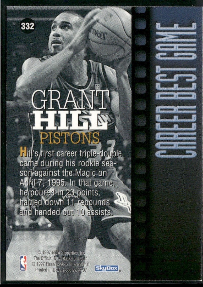 Grant Hill Player Lot Bundle 10 Basketball Cards GH002 Pistons 1 RC back