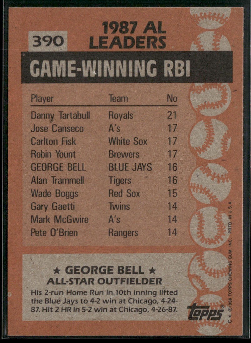 George Bell Player Lot Bundle 10 Different Baseball Cards GB001 Cubs back
