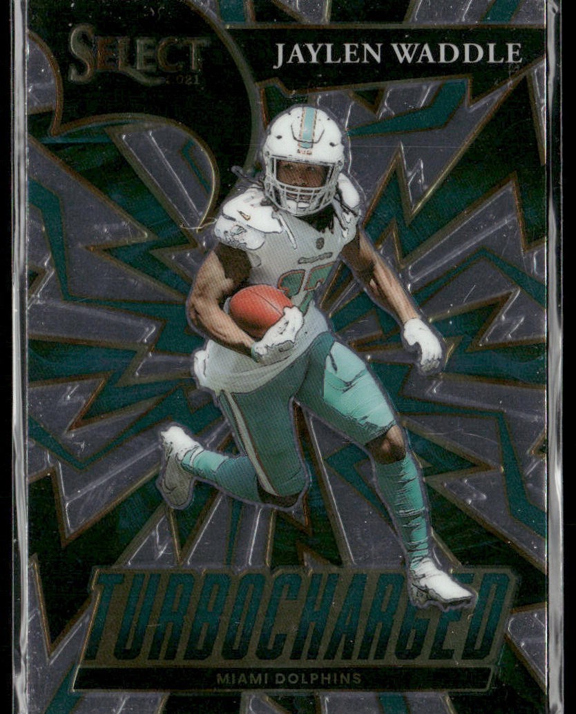 Jaylen Waddle Player Lot Bundle 10 Different Football Cards JW003 Dolphins 2 RC back
