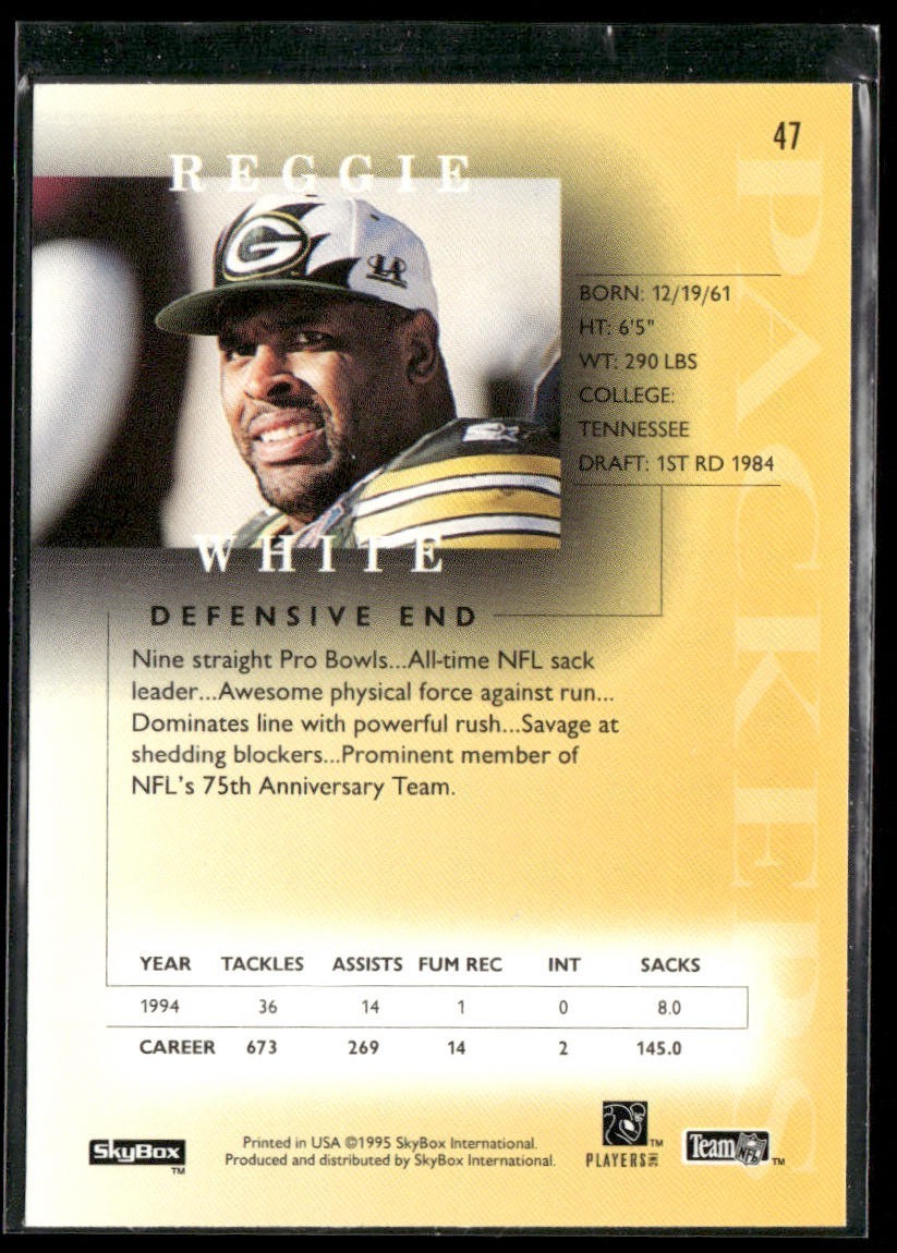 Reggie White Player Lot Bundle 10 Different Football Cards RW003 Eagles Packers back