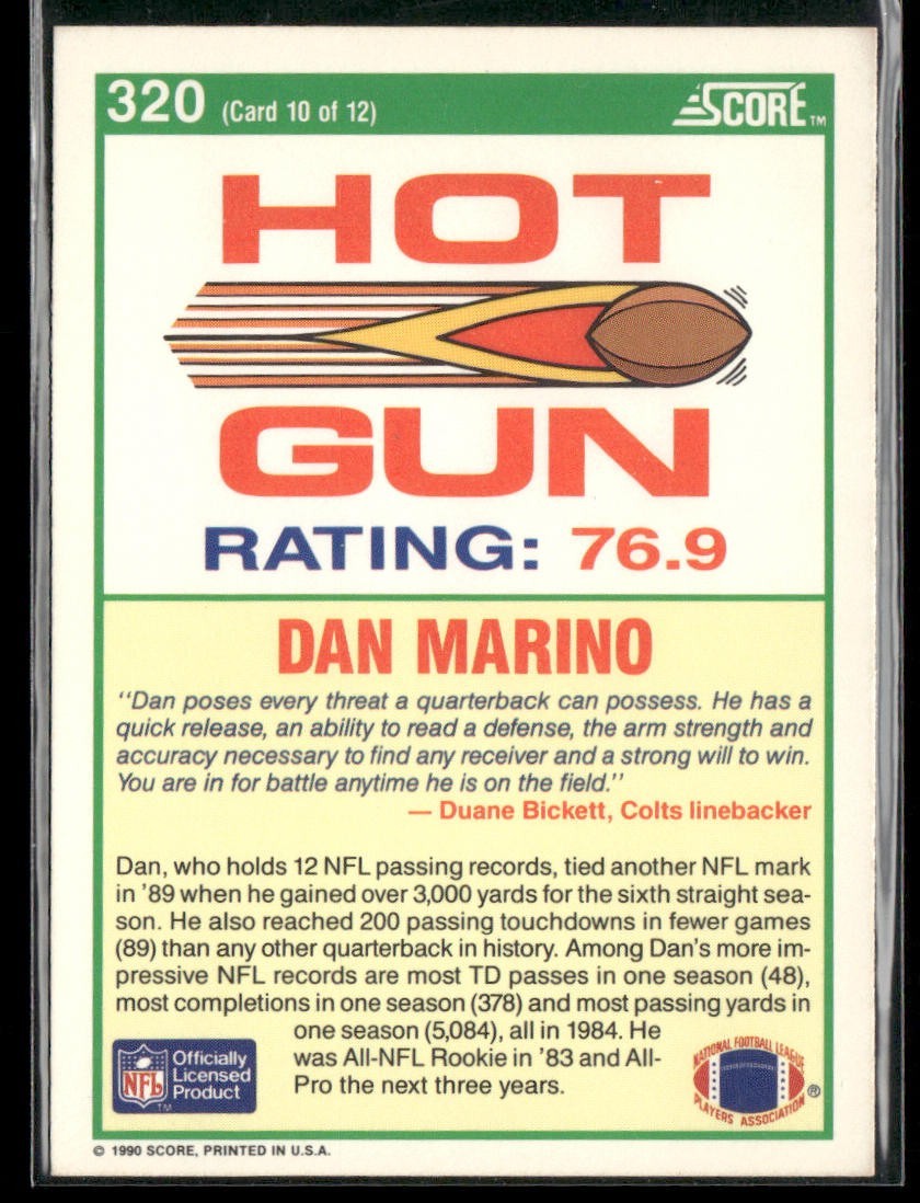Dan Marino Player Lot Bundle 10 Football Cards DM009 Dolphins back