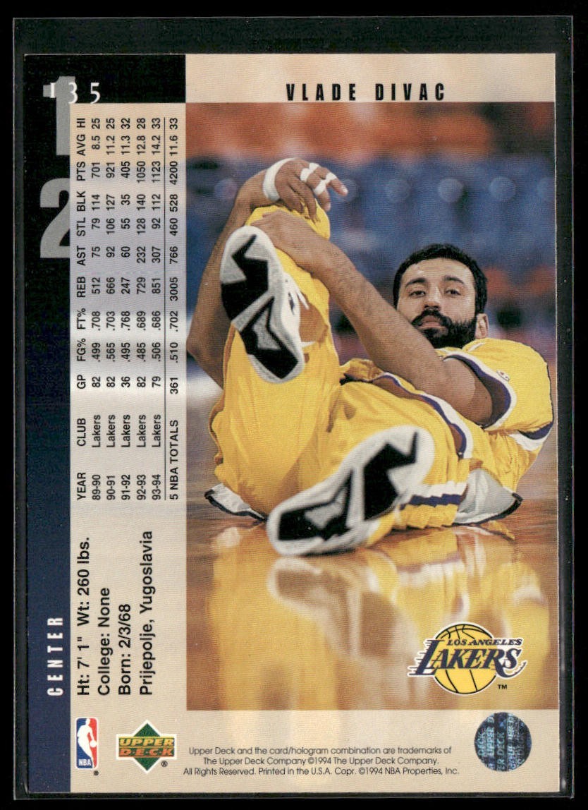 Vlade Divac Player Lot Bundle 10 Basketball Cards VD004 Lakers Hornets back