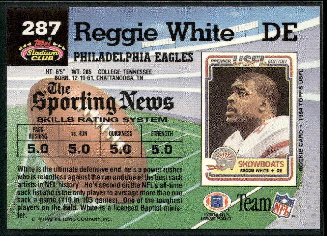 Reggie White Player Lot Bundle 10 Different Football Cards RW004 Eagles Packers back