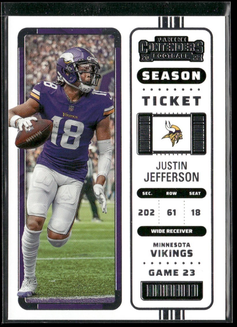 Justin Jefferson Player Lot Bundle 10 Different Football Cards JJ002 Vikings back