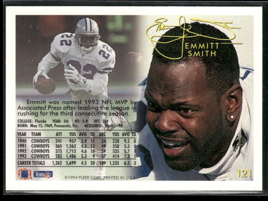Emmitt Smith Player Lot Bundle 10 Different Football Cards ES005 Cowboys back
