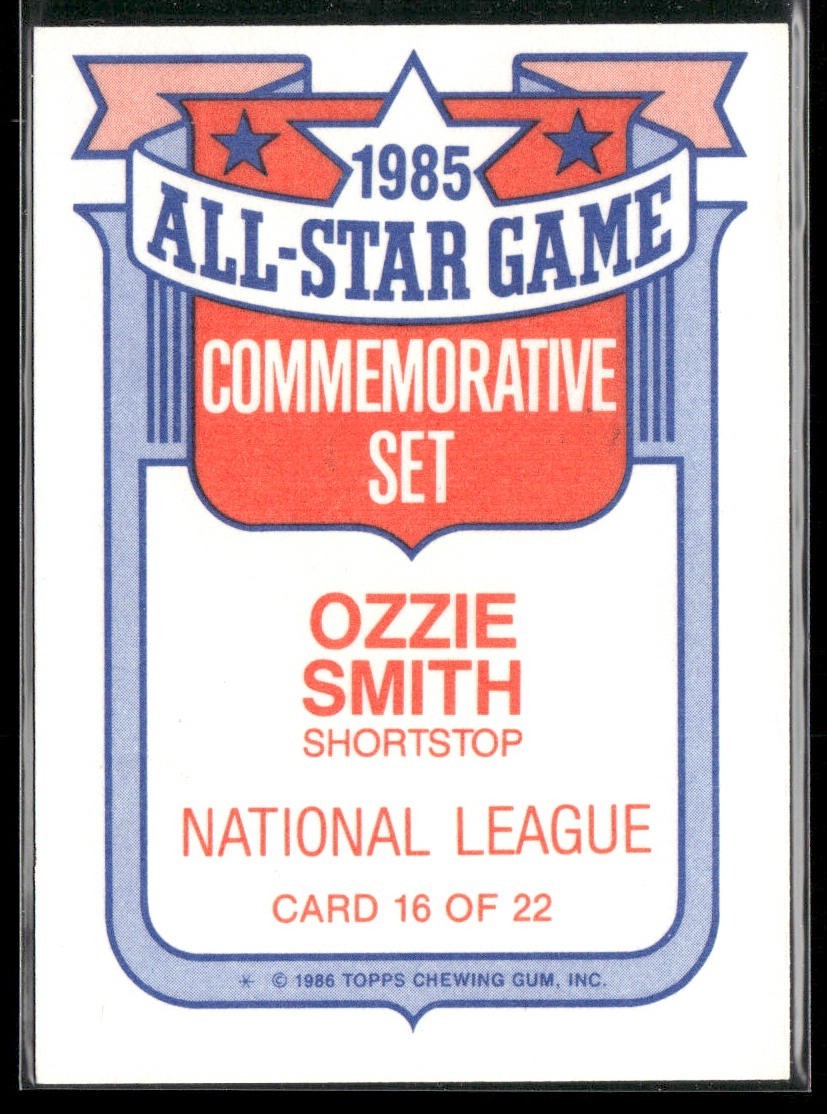 Ozzie Smith Player Lot Bundle 10 Different Baseball Cards OS001 Cardinals back
