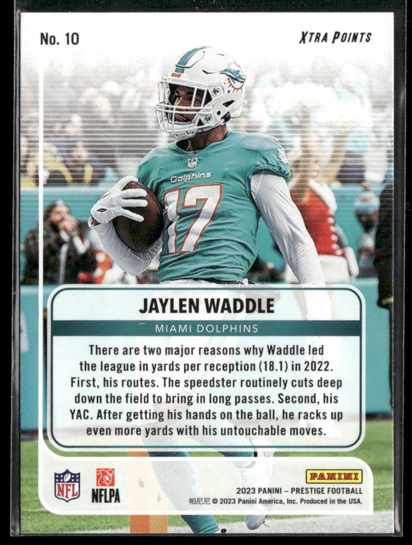 Jaylen Waddle Player Lot Bundle 10 Different Football Cards JW003 Dolphins 2 RC back
