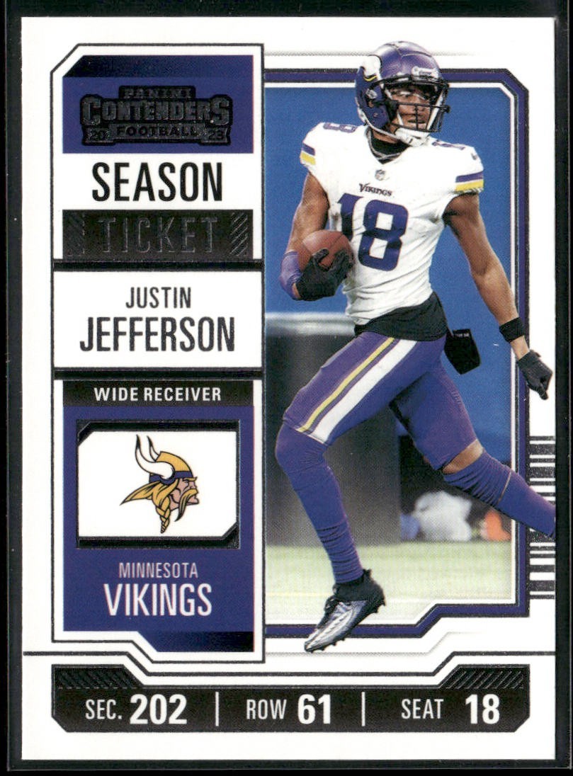 Justin Jefferson Player Lot Bundle 10 Different Football Cards JJ002 Vikings back