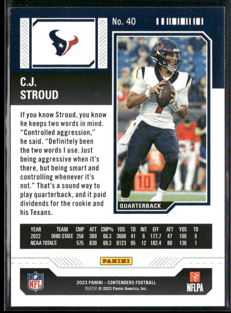 CJ Stroud Player Lot Bundle 10 Different Football Cards CJS001 4 RC back