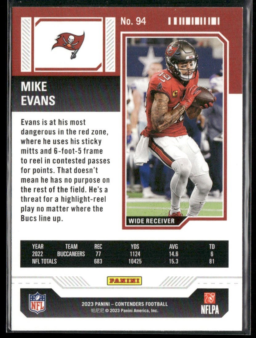 Mike Evans Player Lot Bundle 10 Different Football Cards ME003 Buccaneers back