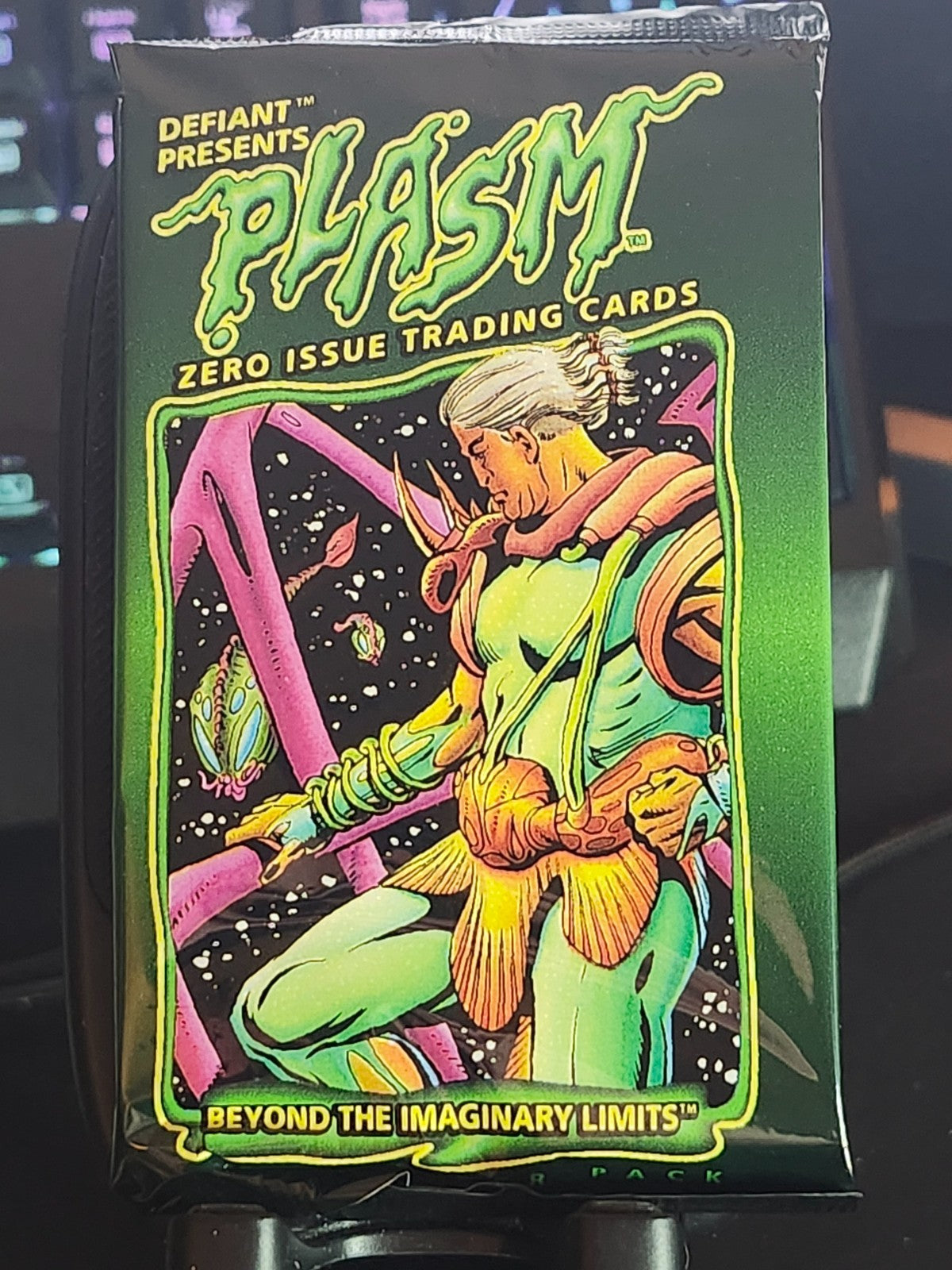 1993 Defiant Presents Plasm Zero Issue Trading Cards Sealed Pack front