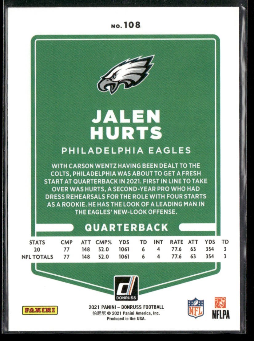 Jalen Hurts Player Lot Bundle 10 Different Football Cards JH002 Eagles back