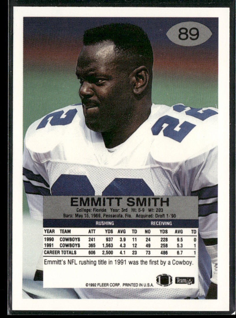Emmitt Smith Player Lot Bundle 10 Different Football Cards ES005 Cowboys back
