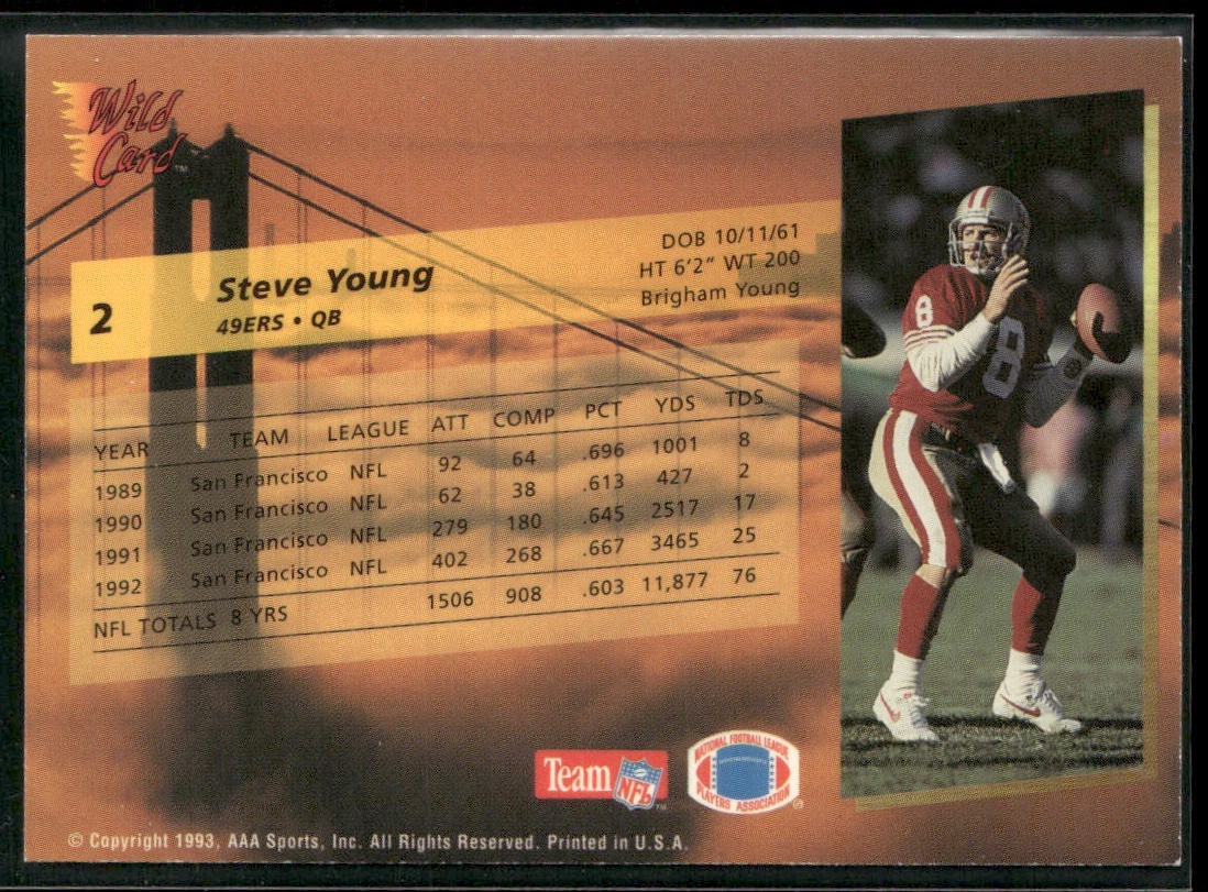 Steve Young Player Lot Bundle 10 Different Football Cards SY004 49ers back