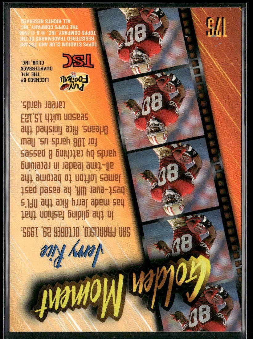 Jerry Rice Player Lot Bundle 10 Different Football Cards JR004 49ers back