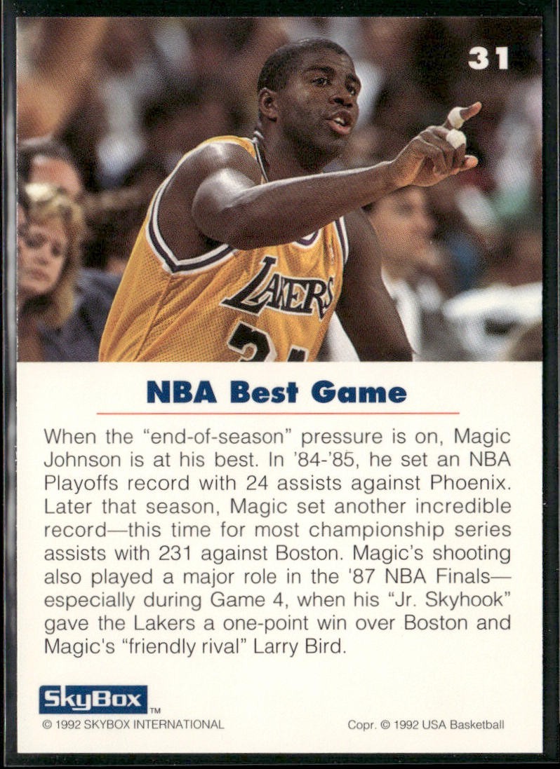 Magic Johnson Player Lot Bundle 10 Basketball Cards MJ002 Lakers back