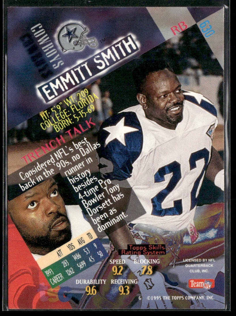 Emmitt Smith Player Lot Bundle 10 Different Football Cards ES001 Cowboys 1 RC back