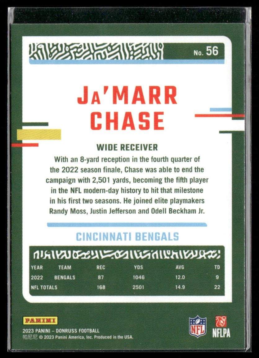 Ja'Marr Chase Player Lot Bundle 10 Different Football Cards JC001 Bengals 2 RC back